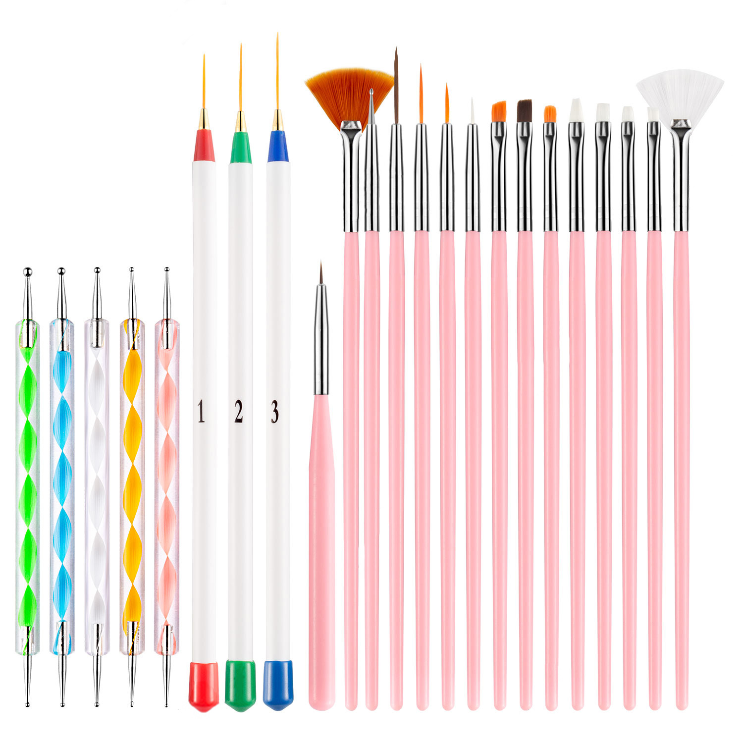 23PCS Kit Kuas Nail Art Liner  - Detailing Brush Set ulasan dan harga